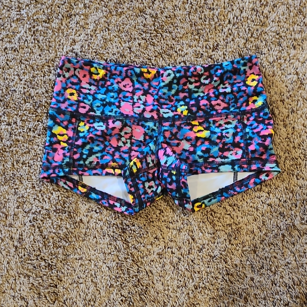 Fleo Multicolor Leopard Print Athletic Shorts